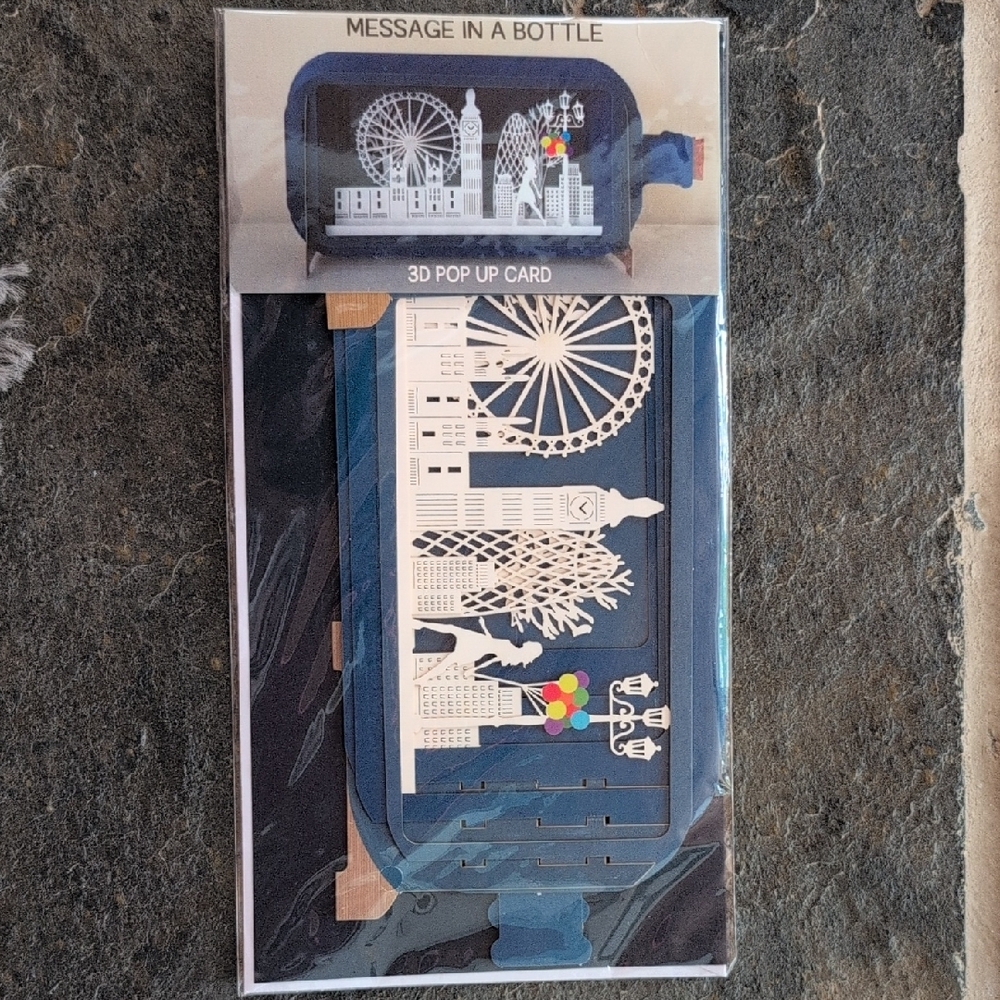 3D Pop Up Card with Blue and White Design